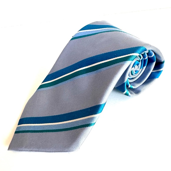 NEW WITH TAG Canali Blue Striped 100% Silk TieMade In Italy